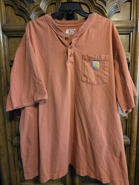 Carhartt Men’s Rust-Orange Henley Pocket Tee